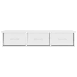 Raft de perete cu sertare, alb, 88x26x18,5 cm, pal, 4 image