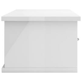 Raft de perete cu sertare, alb extralucios, 60x26x18,5 cm, pal, 5 image