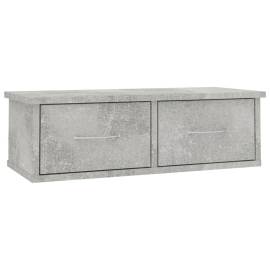 Raft de perete cu sertare, gri beton, 60x26x18,5 cm, pal, 2 image