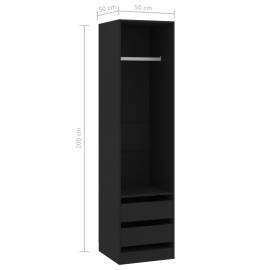 Șifonier cu sertare, negru, 50 x 50 x 200 cm, pal, 6 image