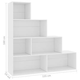 Bibliotecă/separator cameră, alb, 155x24x160 cm, pal, 6 image