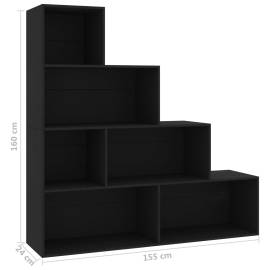 Bibliotecă/separator cameră, negru, 155x24x160 cm, pal, 6 image