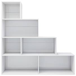 Bibliotecă/separator cameră alb extralucios 155x24x160 cm pal, 4 image