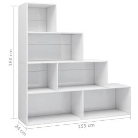 Bibliotecă/separator cameră alb extralucios 155x24x160 cm pal, 6 image