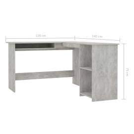 Birou de colț în formă de l, gri beton, 120 x 140 x 75 cm, pal, 6 image