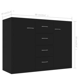 Servantă, negru, 88x30x65 cm, pal, 6 image