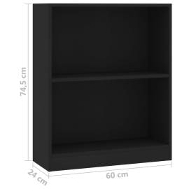Bibliotecă, negru, 60 x 24 x 74,5 cm, pal, 6 image