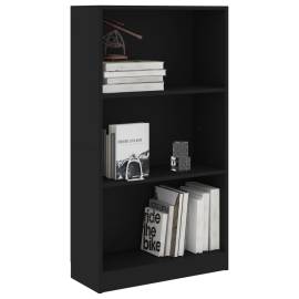 Bibliotecă cu 3 rafturi, negru, 60 x 24 x 108 cm, pal, 3 image