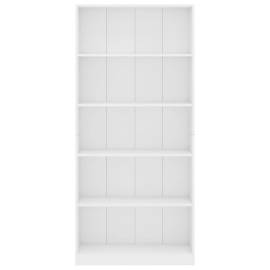 Bibliotecă cu 5 rafturi, alb, 80 x 24 x 175 cm, pal, 4 image