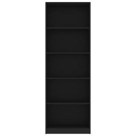 Bibliotecă cu 5 rafturi, negru, 60 x 24 x 175 cm, pal, 4 image