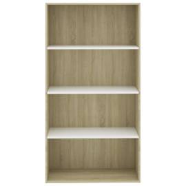 Bibliotecă cu 4 rafturi, alb&stejar sonoma, 80x30x151,5 cm, pal, 4 image