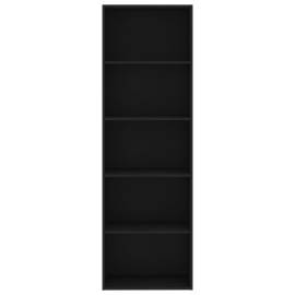 Bibliotecă cu 5 rafturi, negru, 60 x 30 x 189 cm, pal, 4 image