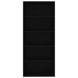 Bibliotecă cu 5 rafturi, negru, 80 x 30 x 189 cm, pal, 4 image
