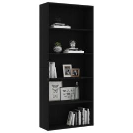 Bibliotecă cu 5 rafturi, negru, 80 x 30 x 189 cm, pal, 3 image