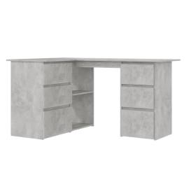 Birou de colț, gri beton, 145 x 100 x 76 cm, pal, 2 image