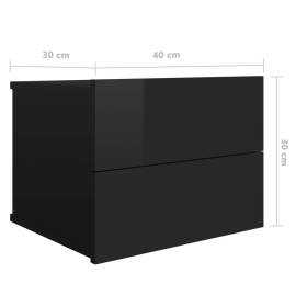 Noptieră, negru extralucios, 40 x 30 x 30 cm, pal, 7 image
