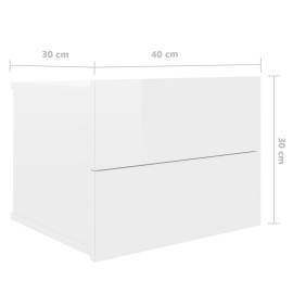 Noptiere, 2 buc., alb extralucios, 40 x 30 x 30 cm, pal, 8 image