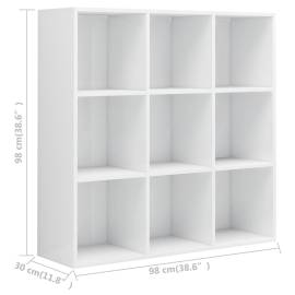 Bibliotecă, alb extralucios, 98 x 30 x 98 cm, pal, 6 image