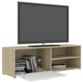 Comodă tv, alb și stejar sonoma, 120 x 34 x 37 cm, pal, 5 image