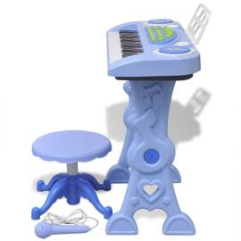 Orgă pentru copii cu scaun/microfon, 37 clape, albastră, 4 image