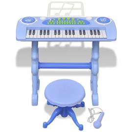 Orgă pentru copii cu scaun/microfon, 37 clape, albastră, 3 image