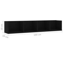 Raft de perete pentru cd-uri, negru, 100 x 18 x 18 cm, pal, 6 image
