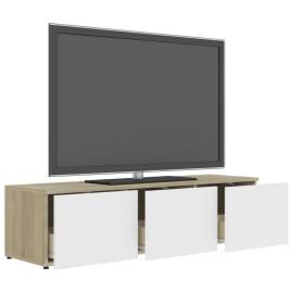 Comodă tv, alb și stejar sonoma, 120 x 34 x 30 cm, pal, 5 image