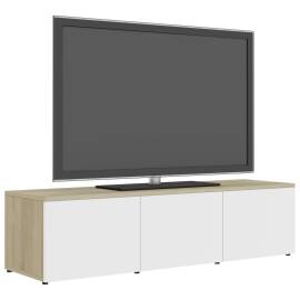 Comodă tv, alb și stejar sonoma, 120 x 34 x 30 cm, pal, 3 image