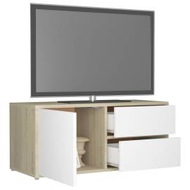 Comodă tv, alb și stejar sonoma, 80 x 34 x 36 cm, pal, 5 image