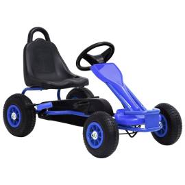 Mașinuță kart cu pedale și roți pneumatice, albastru