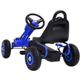Mașinuță kart cu pedale și roți pneumatice, albastru, 4 image