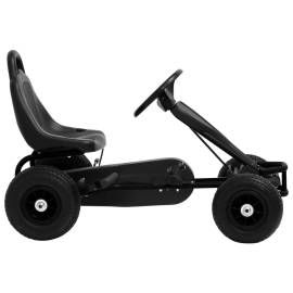 Mașinuță kart cu pedale și roți pneumatice, negru, 2 image
