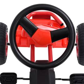 Mașinuță kart cu pedale și roți pneumatice, roșu, 5 image