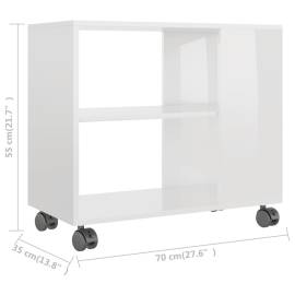Masă laterală, alb extralucios, 70 x 35 x 55 cm, pal, 6 image