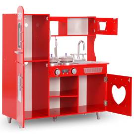 Bucătărie de jucărie pentru copii, roșu, 84 x 31 x 89 cm, mdf, 2 image
