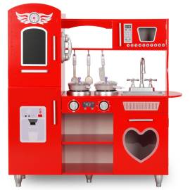 Bucătărie de jucărie pentru copii, roșu, 84 x 31 x 89 cm, mdf, 3 image