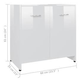 Dulap de baie, alb extralucios, 60 x 33 x 61 cm, pal, 9 image