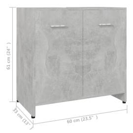 Dulap de baie, gri beton, 60 x 33 x 61 cm, pal, 9 image