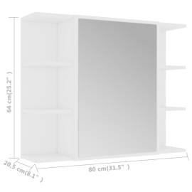Dulap de baie cu oglindă, alb, 80 x 20,5 x 64 cm, pal, 10 image