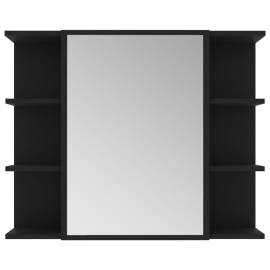 Dulap de baie cu oglindă, negru, 80 x 20,5 x 64 cm, pal, 8 image