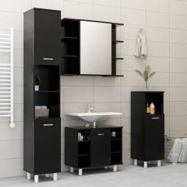 Dulap de baie cu oglindă, negru, 80 x 20,5 x 64 cm, pal, 5 image