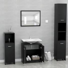 Set mobilier de baie, negru, pal, 4 image