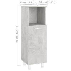Dulap de baie, gri beton, 30 x 30 x 95 cm, pal, 9 image