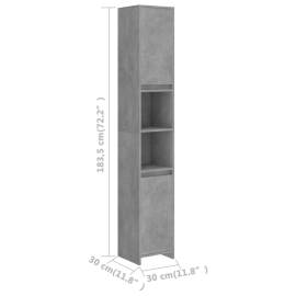Dulap de baie, gri beton, 30x30x183,5 cm, pal, 8 image