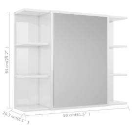 Dulap de baie cu oglindă, alb extralucios, 80x20,5x64 cm, pal, 10 image