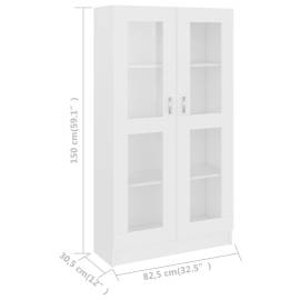 Dulap cu vitrină, alb, 82,5 x 30,5 x 150 cm, pal, 8 image
