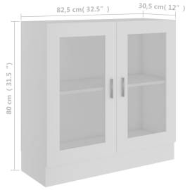 Dulap cu vitrină, alb, 82,5 x 30,5 x 80 cm, pal, 8 image