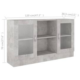 Dulap cu vitrină, gri beton, 120 x 30,5 x 70 cm, pal, 8 image