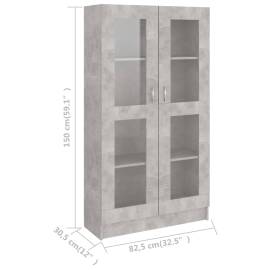 Dulap cu vitrină, gri beton, 82,5 x 30,5 x 150 cm, pal, 8 image