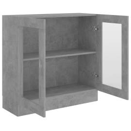 Dulap cu vitrină, gri beton, 82,5 x 30,5 x 80 cm, pal, 5 image